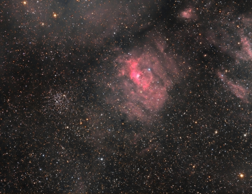 Nébuleuse de la Bulle NGC 7635 et amas M52